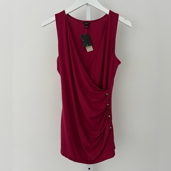 ANN TAYLOR RASPBERRY FAUX WRAP TOP SMALL NWTS! - Picture 5 of 17
